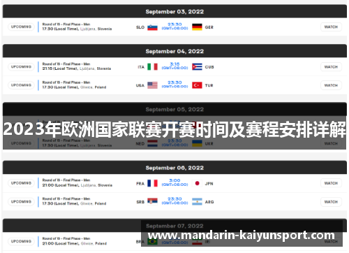 2023年欧洲国家联赛开赛时间及赛程安排详解