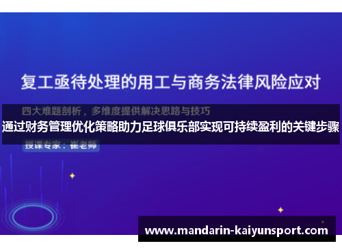 通过财务管理优化策略助力足球俱乐部实现可持续盈利的关键步骤 通过财务管理优化策略助力足球俱乐部实现可持续盈利的关键步骤